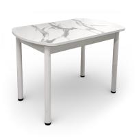 Стол Фаворит 1100*700 Пластик Мрамор белый,(B5)/ЛДСП Белый+опоры(Белый)