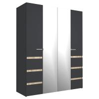 Анона 8 Шкаф д/одежды и белья 4 дв. Антрацит/Дуб Сонома