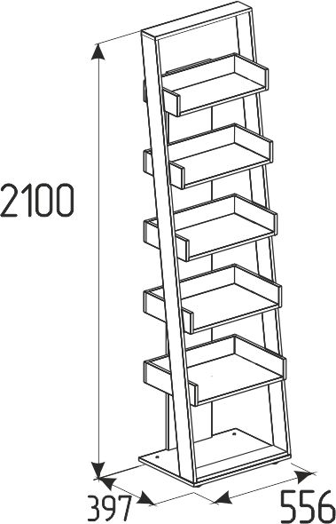 Nature 95 Стеллаж Ясень Анкор св-Черный