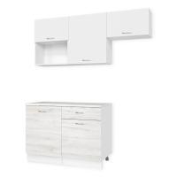 Кухня ТЕМПО №3 Белый/Сосна Лофт/Белый жемчуг/Олива (без мойки) 1,2 м