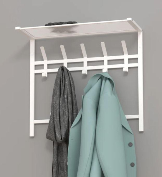 Вешалка Торонто 22 с полкой 2-х ярусная металл Белый *670