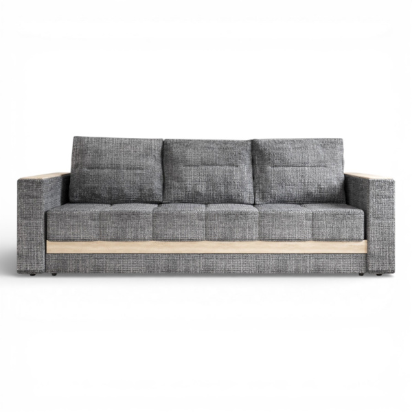 Диван-кровать "Лидер 9" S 2292 - 18 т. серый декор Ясень