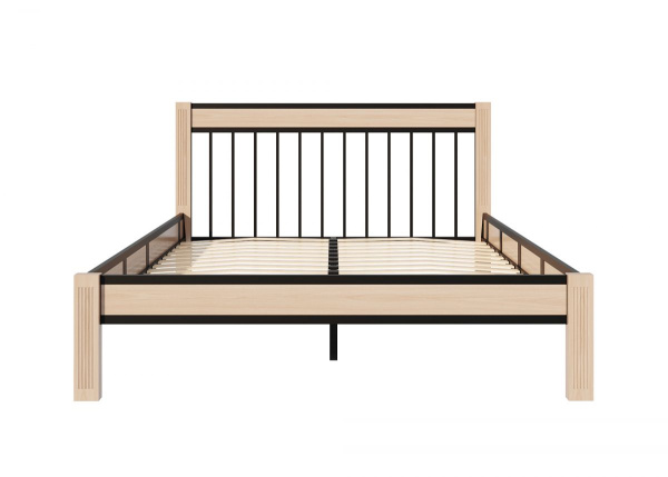 Кровать АГАТА КМД 36 160*200 черный/натуральный (с основанием)