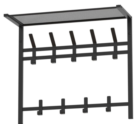 Вешалка Торонто 22 с полкой  2-х ярусная металл Черный*670 /ВСПТ22 Ч