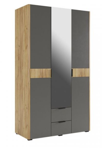 Шкаф 3-х дверный Адам с зеркалом Дуб Крафт золотой/Графит