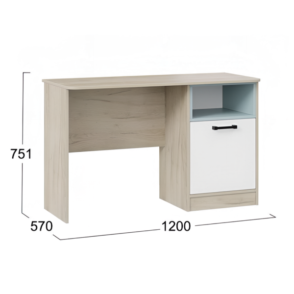 Оливер Стол письменный Тип 1 (Дуб Крафт серый/Белый/Серо-голубой)