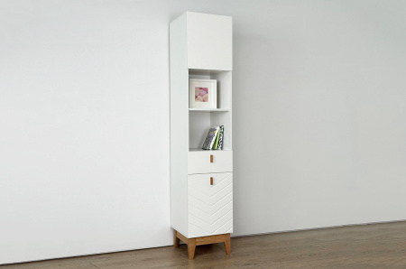 Стеллаж  Хюгге белое дерево/дуб крафт золотой/белый матовый