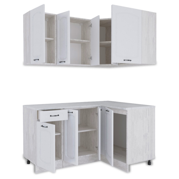 Кухня УГЛОВАЯ  Равенна Сосна лофт / Дуб светлый (столеш Этория, без мойки) 1,5м.