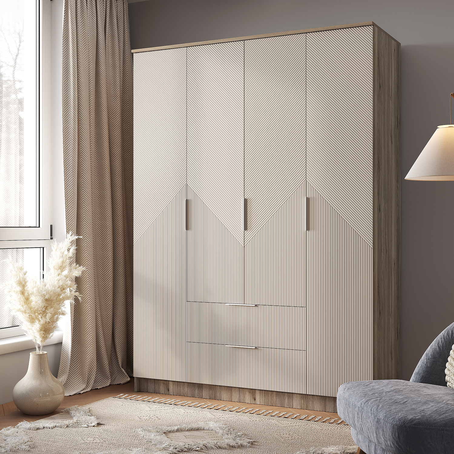 Эмилия Шкаф ШК-11 4дв Дуб смоки/Айриш