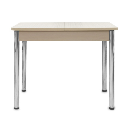Стол Айсберг-мини PL 960(1260)*600, ЛДСП Дуб мол., пластик Бежевые цветы/нога ПРЯМ хром 4
