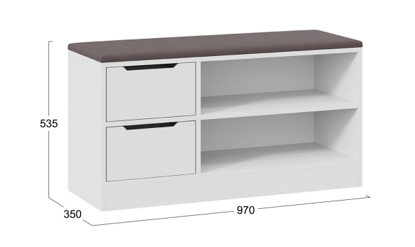 Тумба для обуви Тип 13 белый ясень / велюр серый