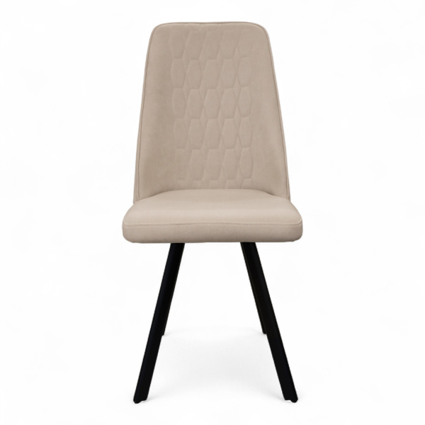 Стул Марсала 2 велюр Бежево- Серый / Черный матовый (Муар)