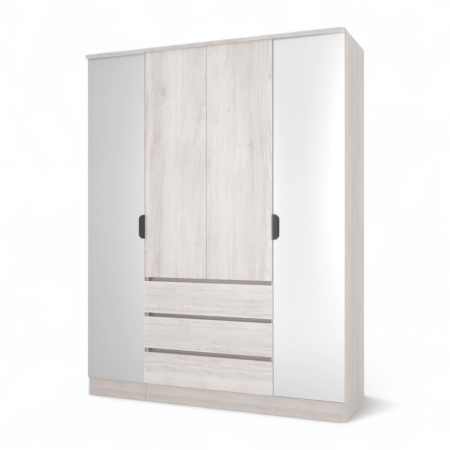 Шкаф ВЕНСЕН Сосна Лофт 4-х дв., 3 ящ, Зеркало / Сосна Лофт 