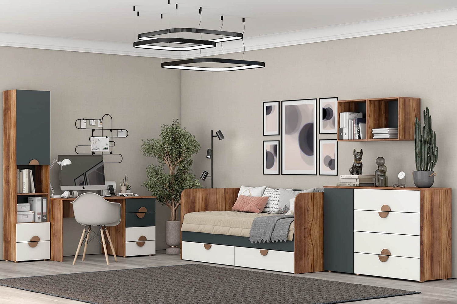 Тризиль Детская 476.05 Комод/Дуб Барокко/зел.камень