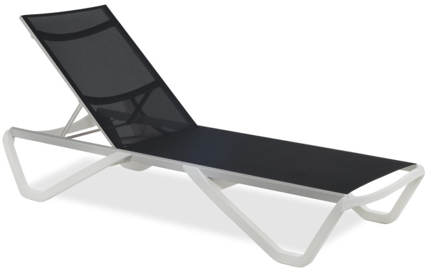Шезлонг Vohaw 8616 с регулируемой спинкой 1900×680×320(Белый каркас, сетка темно-серый)