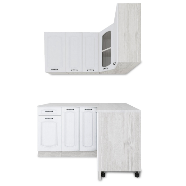 Кухня УГЛОВАЯ  Равенна Сосна лофт / Дуб светлый (столеш Этория, без мойки) 1,5м.