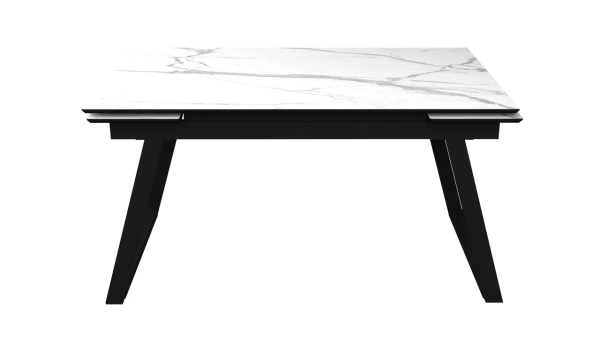 Стол Луис,1400(2000)*900, МДФ/Пластик Мрамор Керара бел/Черный,опора Z 960-2 (черный)