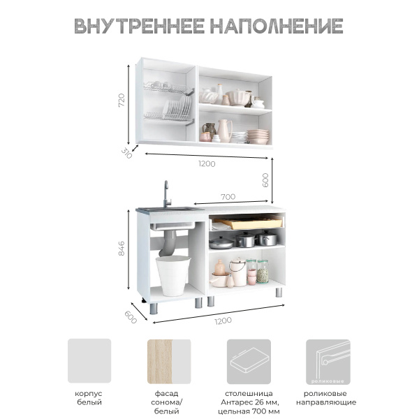 Кухня "Айсбери" 1,2 м 