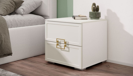 Стелла Тумба прикроватная Белый холст/Белый жемчуг