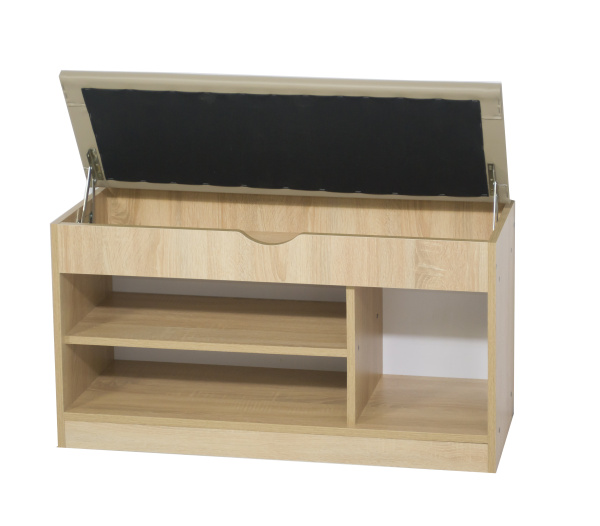 Тумба для обуви БН-196-04 дуб сонома/кожзам Бежевый