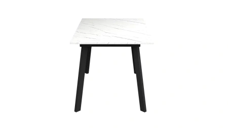 Стол Брукс МДФ,бабочка,1200(1580)*800, Мрамор белый+опора Z01 черный