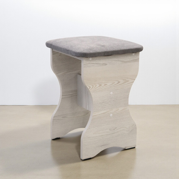 Табурет БН-200 Кожзам Серый/ Сосна Лофт