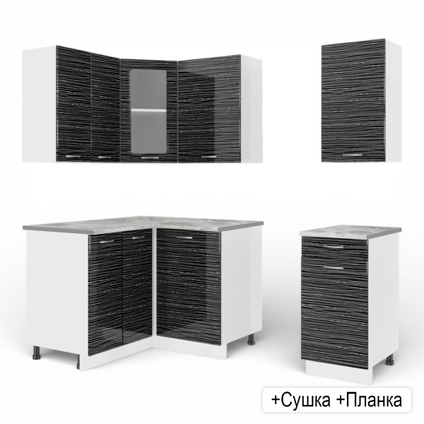 Угловая кухня Комплект №7/1 ЧЕРНЫЙ СТРАЙП 