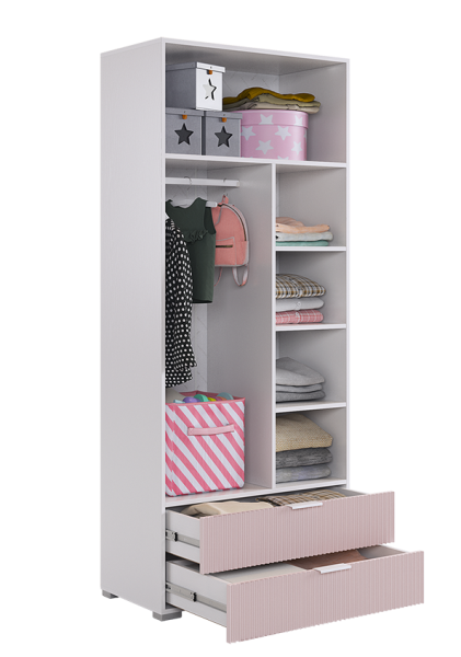 Зефир Шкаф двухдверный 120.01/белое дерево/пудра розовая (эмаль)