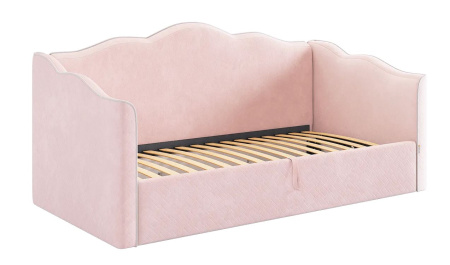 Кровать с подъемным механизмом Лея (Софа) 90х200 (нежно-роз.велюр)галька(велюр)
