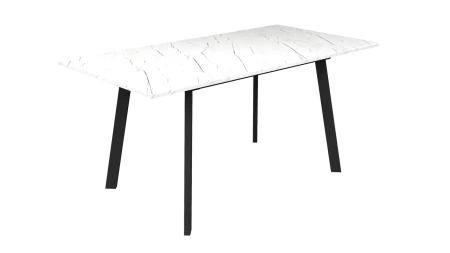 Стол Брукс МДФ,бабочка,1200(1580)*800, Мрамор белый+опора Z01 черный