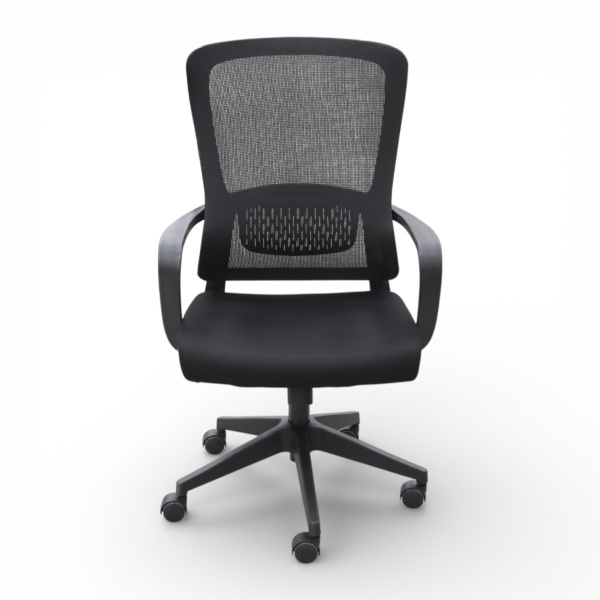 Кресло офисное OM658B поролон+сетка, черный 