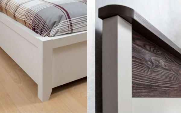 Кровать Норвуд 180*200 Белый-Орех шоколадный +основание Металл