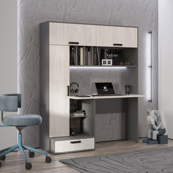 Стол письменный "Техно" Графит/дуб крафт белый 