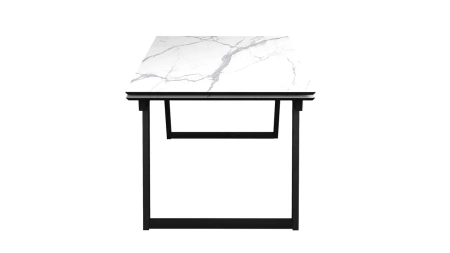 Стол Луис,1400(2000)*900, МДФ/Пластик Мрамор Керара бел/Черный,опора Z 960-2 (черный)