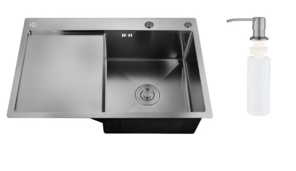 MRK-7851 BL - R Набор 2 в 1 РМС кухонная мойка с левым крылом+дозатор 